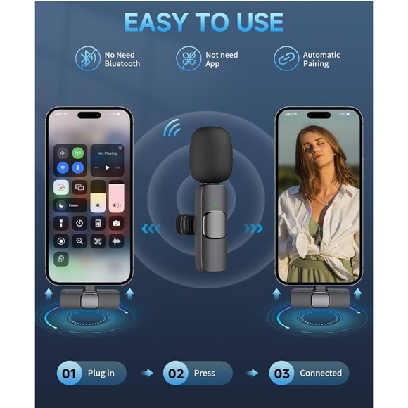 Wireless Lavalier Microphone for iPhone iPad - Black - Picture 6 of 6